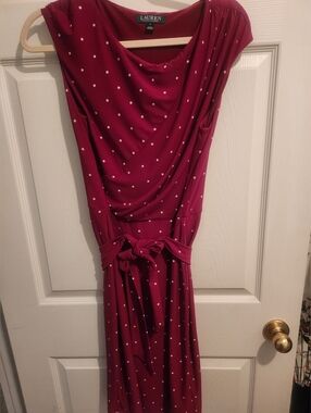 Ralph Lauren Burgundy With White Polka Dress